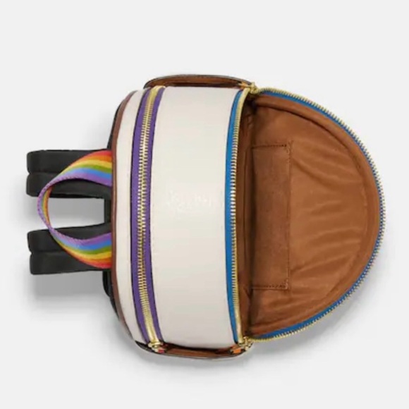 NWOT Coach Mini Court Backpack With Rainbow Print White In Pebbled Leather - Picture 3 of 11